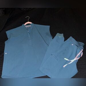 Caribbean blue figs scrubs set